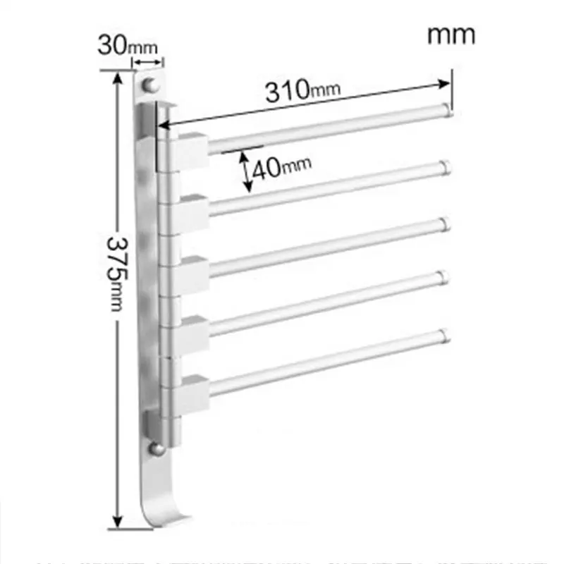 Космический алюминий 2-5 бар космическая активность полотенце Бар Ванная комната пространство Алюминий вешалка для полотенец Ванная комната вращающийся стержень вешалка для полотенец