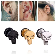 Punk Skull Stud Earring for Men Women Cool Skeleton Earring Stud Punisher Skull Ear Piercing Jewelry Earrings