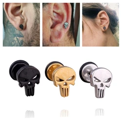 Punk Skull Stud Earring for Men Women Cool Skeleton Earring Stud Punisher Skull Ear Piercing Jewelry Earrings