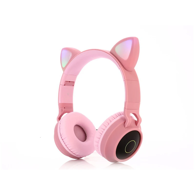 Leuke Kat Bluetooth 5,0 гарнитура Draadloze Hifi Muziek стерео Бас Hoofdtelefoon светодиодный мобильный телефон Meisje Dochter - Цвет: pink