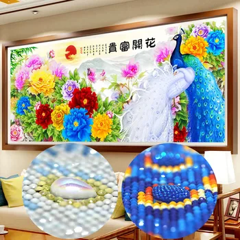 

QIANZEHUI,DIY Special Shaped Diamond Embroidery,Phoenix Peony Living Room Birds and Phoenix Full Diamond painting decoration