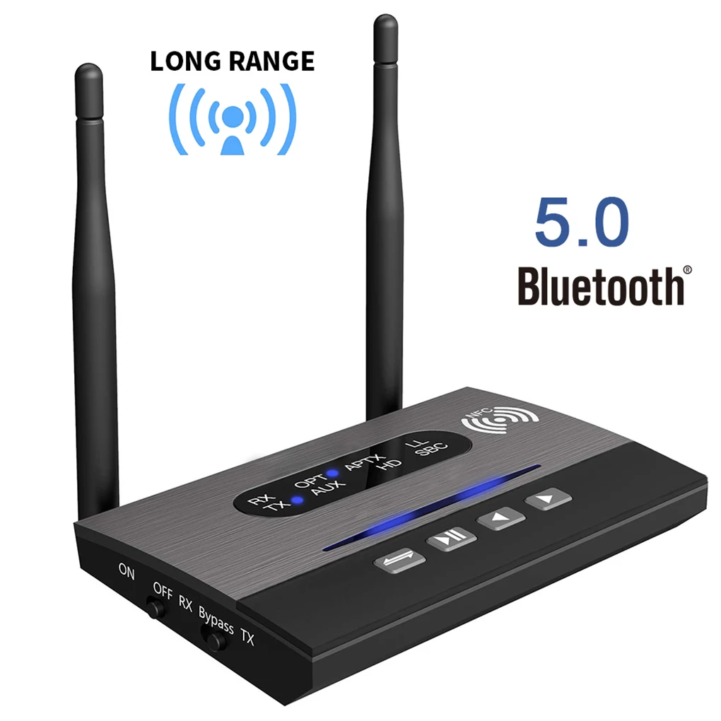 NFC 262ft/80m длинный Диапазон Bluetooth 5,0 передатчик приемник Музыка Аудио Адаптер низкая задержка aptX HD Spdif RCA AUX 3,5 мм ТВ