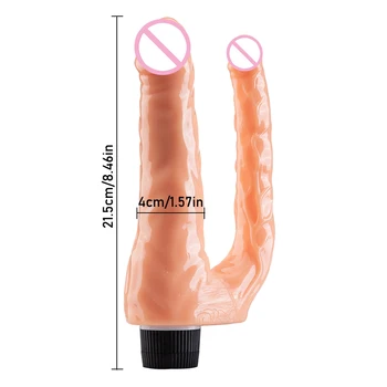 Vibrating Double Dildos Double Penetration Vagina and Anus Soft Skin Feel Phallus Dick Double Headed Penis Sex Toys for Women 2