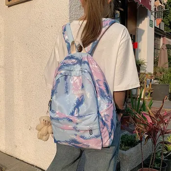 

Women Backpack Tie Dye Mixed Color Women Shoulder Bag Fashion School Bag For Teenage Girl Children Backpacks Travel Bag
