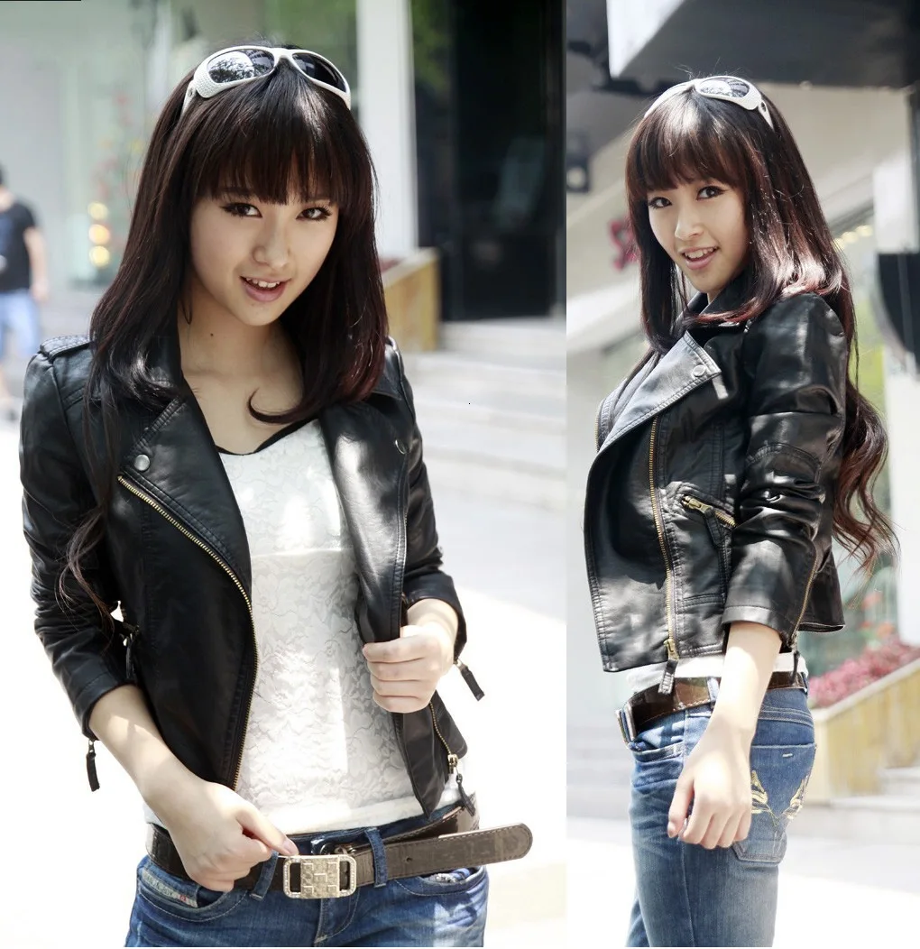

Dress Pu Leather Clothing Locomotive Woman Leather Jacket Loose Coat