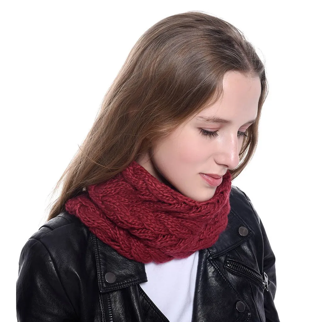 Зимний женский шарф, массивный вязаный хомут, греющий шарф, Круглый толстый вязаный крючком Женский палантин, женские шарфы и шарфы# D8