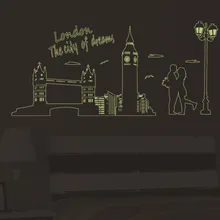 9603 стиль горячие продажи гостиная спальня стены флуоресцентные Лондон светящиеся флуоресцентные наклейки на стену Remova