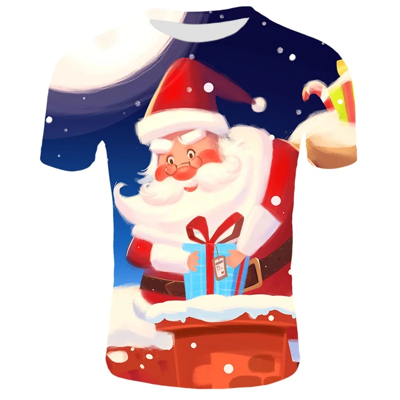 Новые футболки кавай Женская мода Рождество Санта Клаус Harajuku короткий рукав Футболка подходит для всех сезонов футболка Топы Одежда - Цвет: T10