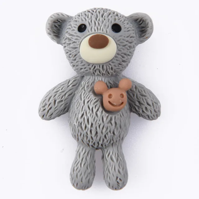 Hot Sale 1 Pcs Cartoon Bear Croc Shoe Charms Colorful Smile Face Baby Bear Clog Shoes Decorations Kid's Wristband Accessories r9600