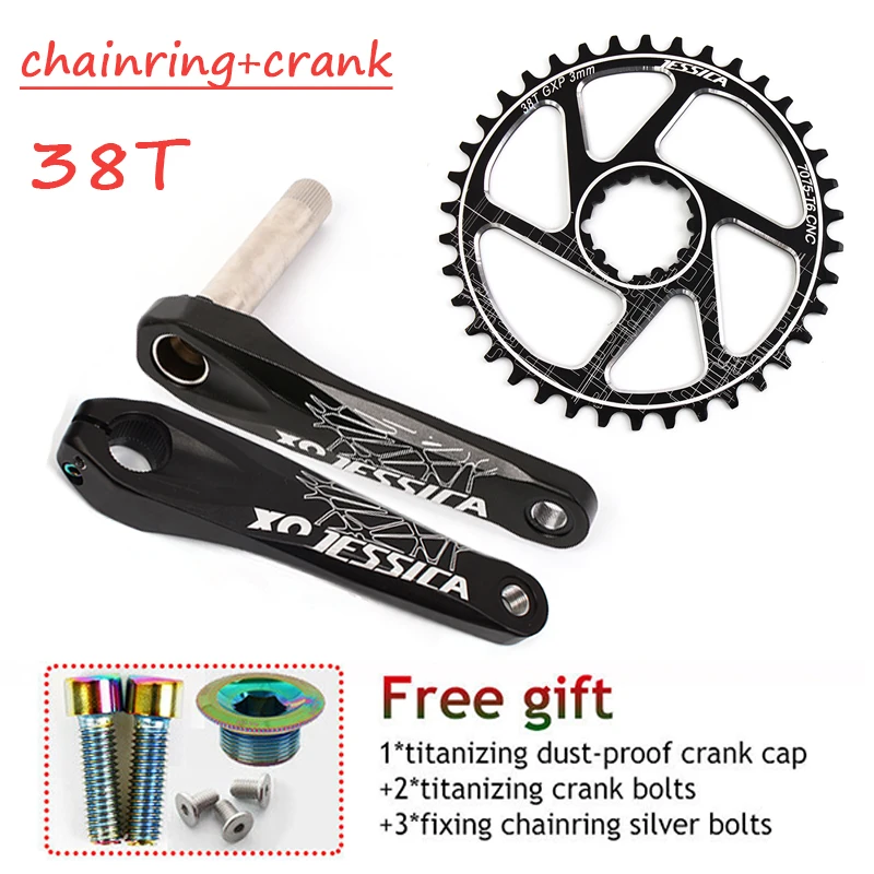 crank chainring-38t Джессика GXP система велосипеда узкая широкая цепь из колец Цепь 32/34/36/38T передняя Звездочка Алюминий 170 мм MTB велосипедный Кривошип дорожный велосипед 3 мм смещение брелок для ключей - Цвет: crank chainring-38t