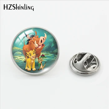 

2019 New Simba the Lion King Lapel Pin Stainless Steel Glass Dome Cabochon Pin Handmade Jewelry
