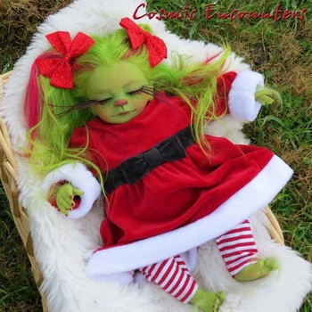 

New Reborn Baby Grinch Toy Realistic Cartoon Doll Christmas Simualtion Doll Kids Christmas Gifts Drop Shipping Halloween prop