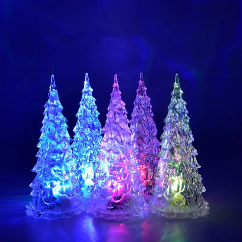 Christmas Tree LED Night Light Color Changing Electric Fiber Table Lamp Home Room Decoration Xmas Glow Party Supplies