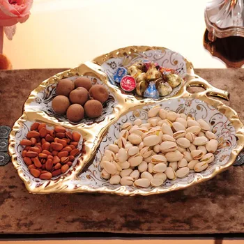 

Ceramic Dinner Plate Dish Nut Dried Fruit Plate Fruits Platter Serving Trays Creative Ceramic Dish Plates for Snacks/Nuts/Desser
