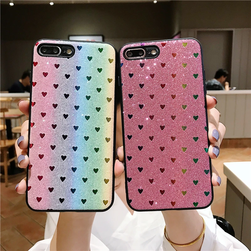 Модный розовый чехол с блестками для телефона iphone 6 6S 7 8 PLUS X XR XS MAX защитой от