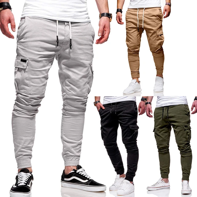 Pantalon de Travail Homme Cargo Jogging Slim Fit Coton Sport avec Quatre  Poches Peintre Blanc