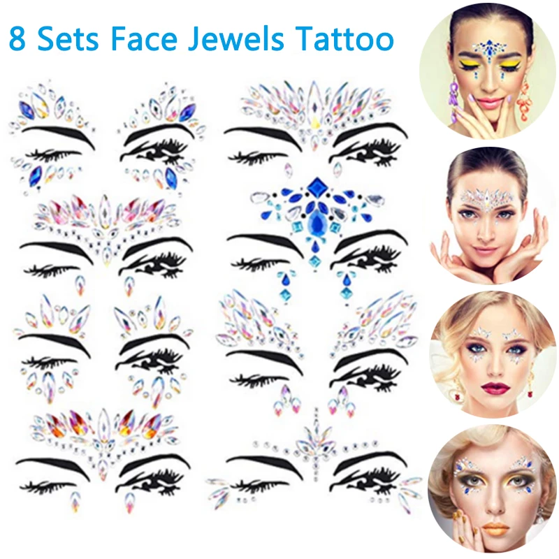 Glitter Face Gems Rhinestone Jewels Party Body Art Tattoo Sticker Fancy Dresse 