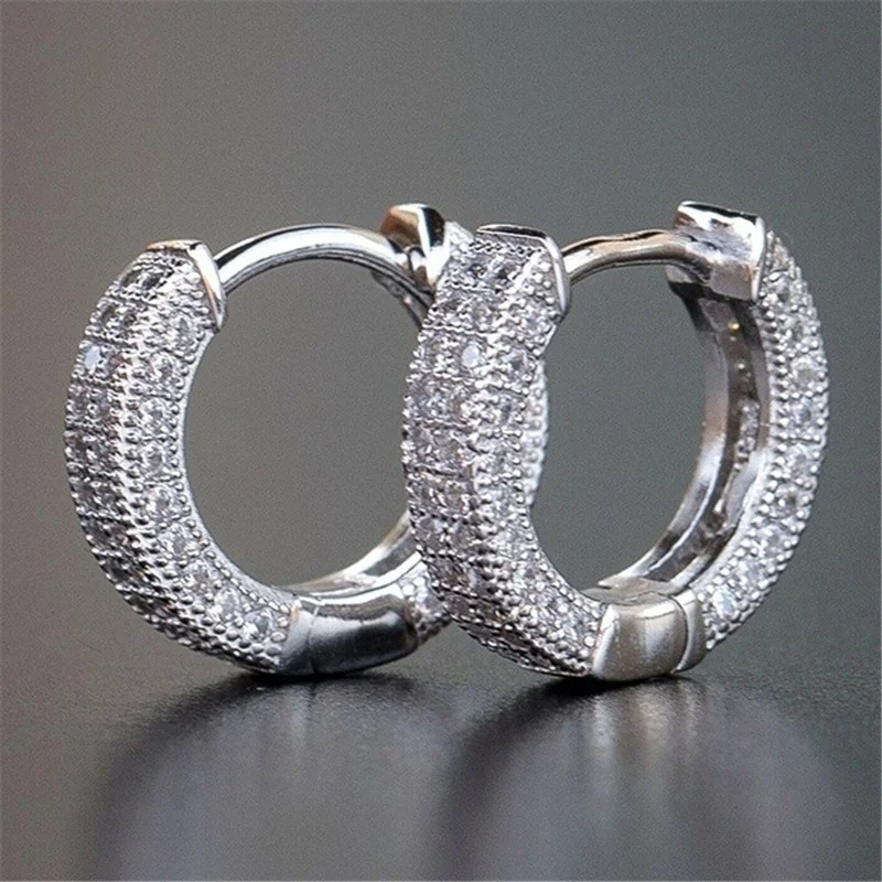 Культовое Серебряное колье в виде Цвет 0.1ct круглые серьги-кольца с цирконом стиле