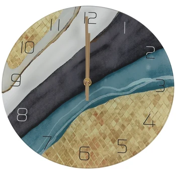 

Wall Clock Nordic Decorative Marble Printing Wall Clock Mute Quartz Round Glass Wall Clock Modern Design Home Decoration