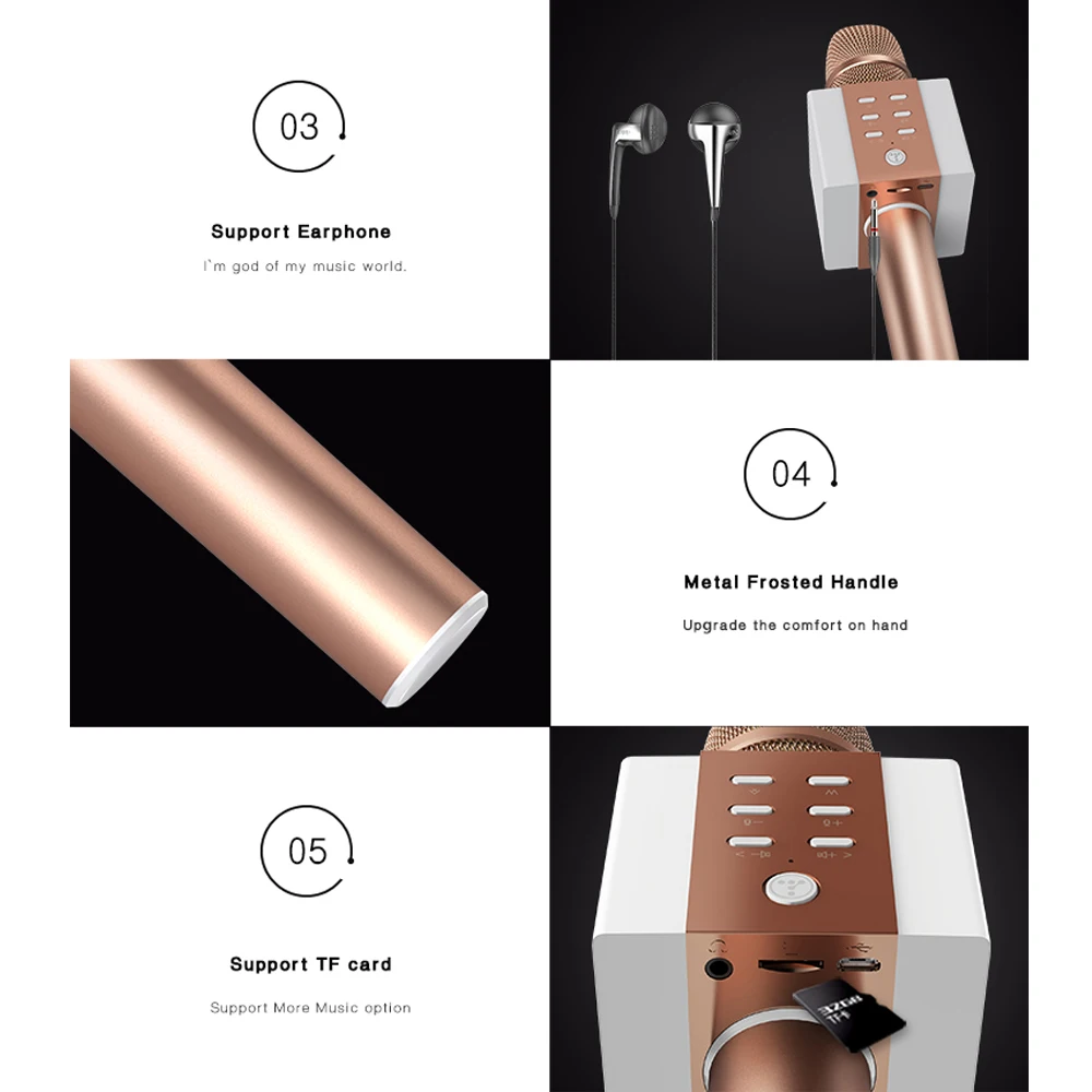 Беспроводной караоке динамик bluetooth c микрофоном 2-в-1 Ручной поет и записывает Портативный КТВ плеер для iOS Android планшетный ПК