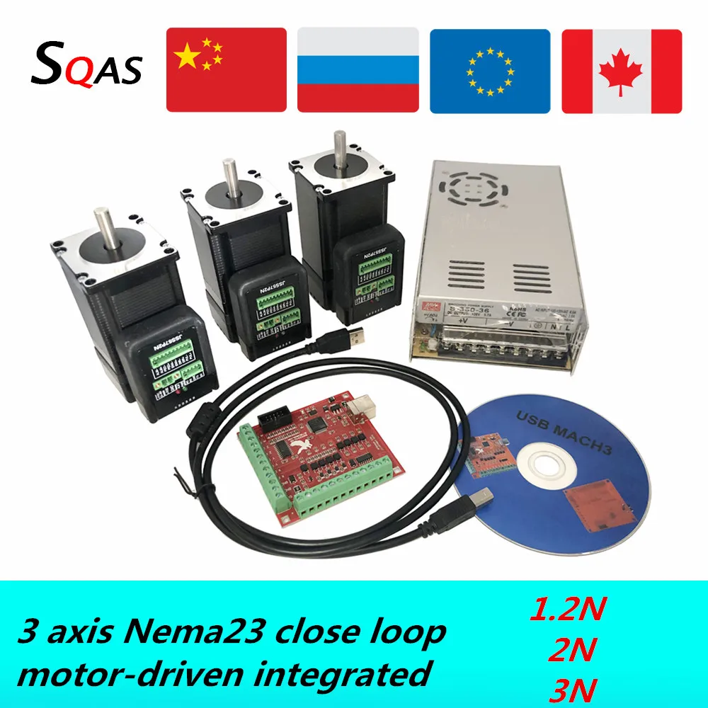 US $274.73 CNC DC motor KIT Nema23 close loop motordriven integrated 15N 22N 3N 8mm shaft Integrated digital hybrid servo motor for CNC