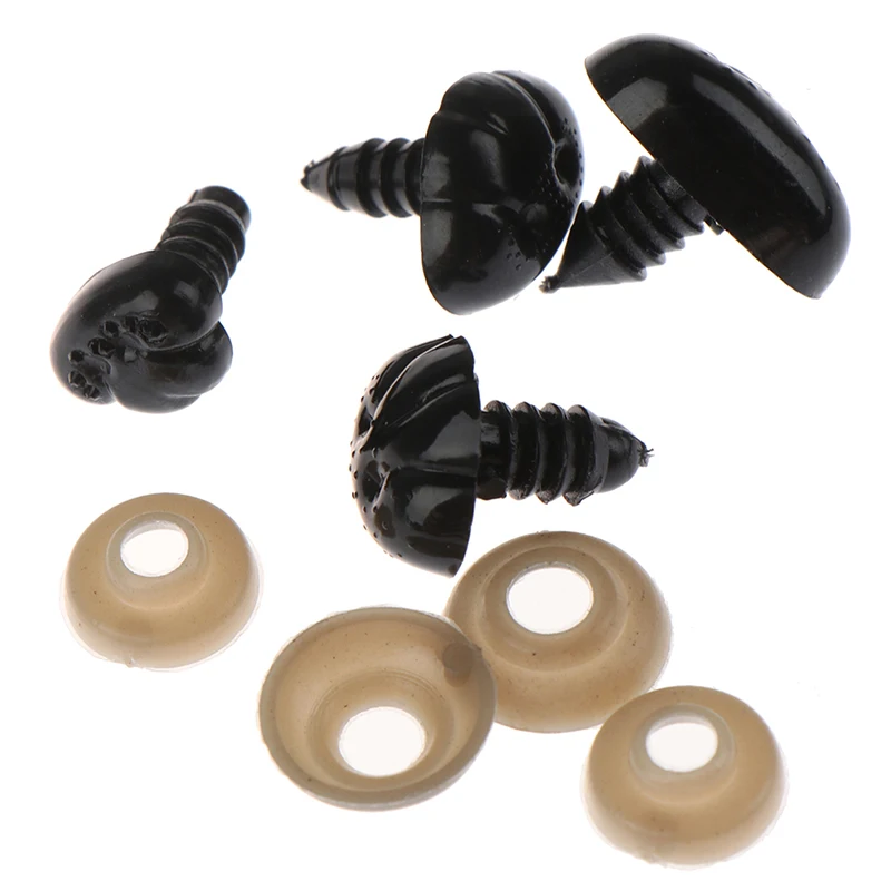 Doll Accessories 10Pcs/bag Black Oval Ellipse Oblong Doll Safety Nose Eyes for Bear Stuffed Toys Snap Animal with Plug Washers DIY Craft