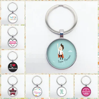 

Popular New Super Godmother Godfather Key Ring Superhero Thank Godfather Godmother Glass Pendant Keychain Jewelry Gift