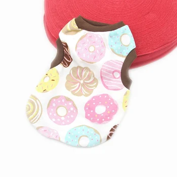 

Cute Cartoon Donuts Summer Dog Vest Breathable Comfortable Clothes For Yorkies Puppy Chihuahua Casual Printed Pet Costumes