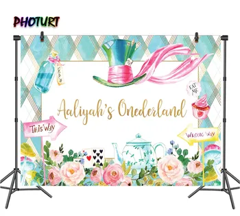 

PHOTURT Alice in Wonderland Photography Backdrops Girl Birthday Background Dropshipping Polyester Vinyl Photo Studios Props