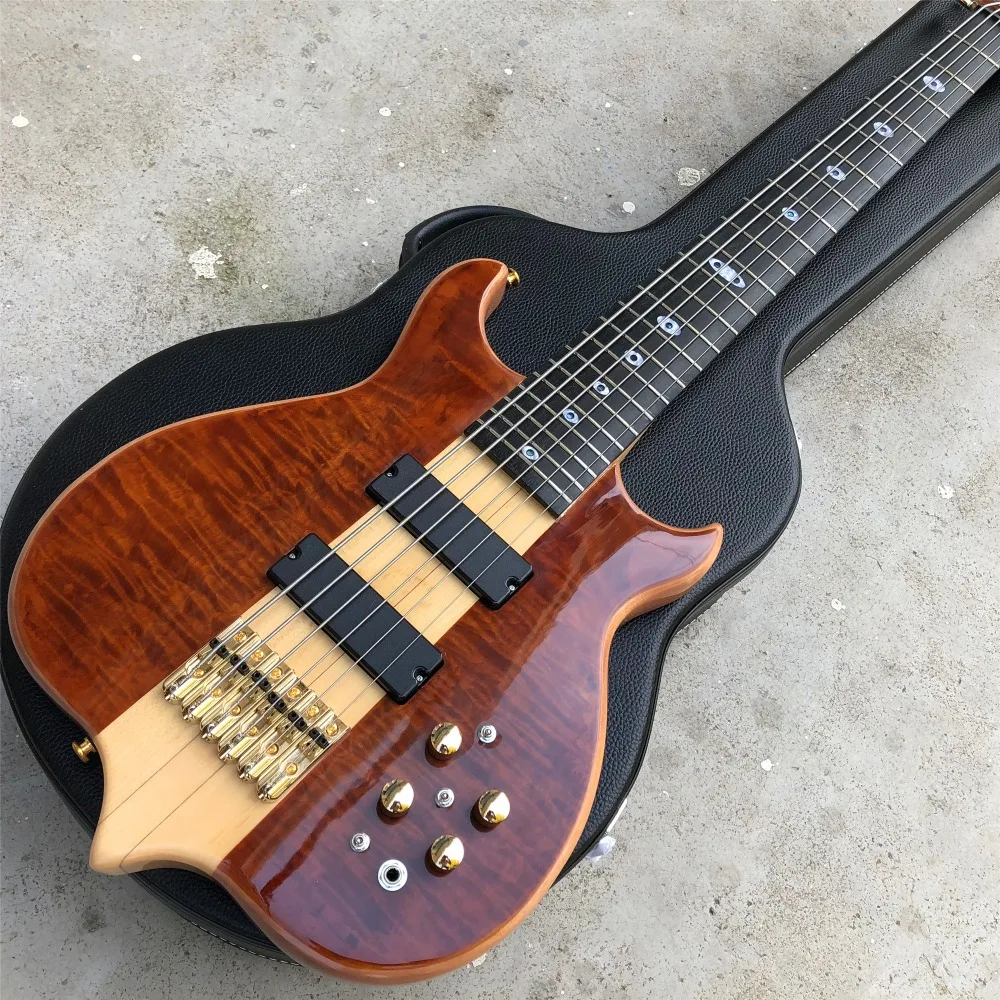 Burst Maple активный звукосниматель 6 Струны для бас-гитары, эбеновый гриф электрическая бас гитара, шея через тело, реальное фото