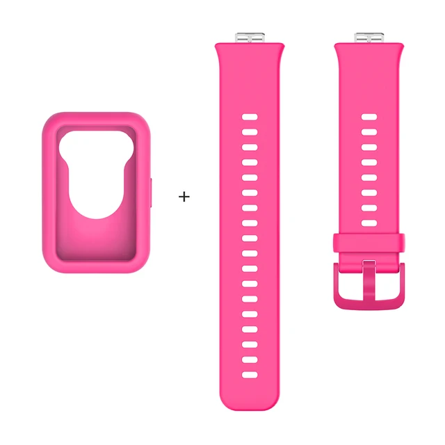 Silicone Band for Huawei Watch Fit Smart Wristband Bracelet Replacement Accessories for Huawei Fit Strap Protector Cover Hot Pink Set