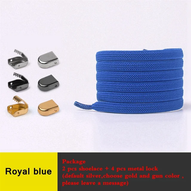 Elastic No Tie Shoe laces Flat Shoelaces Outdoor Leisure Sneaker Quick Safety Shoelace Kids Adult Lazy laces Shoe accessories Royal blue