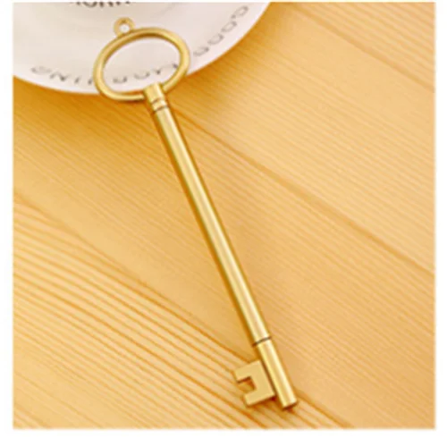 Корейские канцелярские товары для творчества студентов авторучка ретро золотой ключ нейтральная ручка металлическая текстура черная авторучка - Цвет: 01