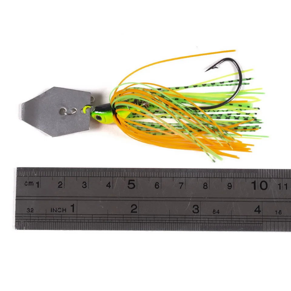 1 stücke Angel köder 100mm 11g Klinge Metall köder mit Gummi rock künstliche Wobbler Buzzbait Jigging Köder Spinner Löffel für Hecht – Detail 11