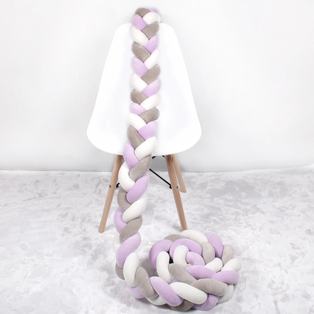 

2M/3M Baby Crib Bed Bumper Knotted Braided Plush Nursery Cradle Decor Newborn Infant Pillow Cushion Junior Bed Sleep Bumper