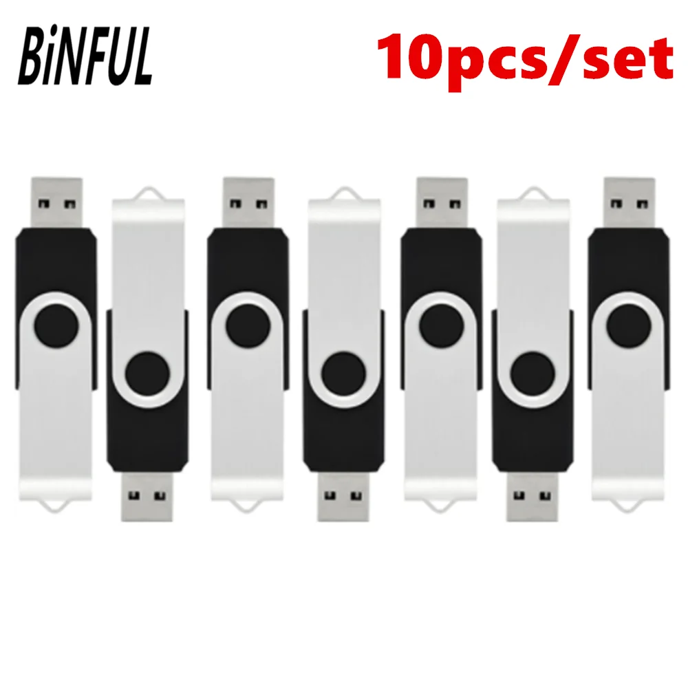 10 Pack 1 2 4 8 16G Metal Swivel USB Flash Drive Rotating Thumb Pen Memory Stick 