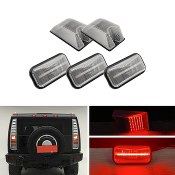 

5PCs Clear Lens Rear Red Led Cab Roof Marker Lights For Hummer H2 2003-2009 H2 SUT 2005-2009