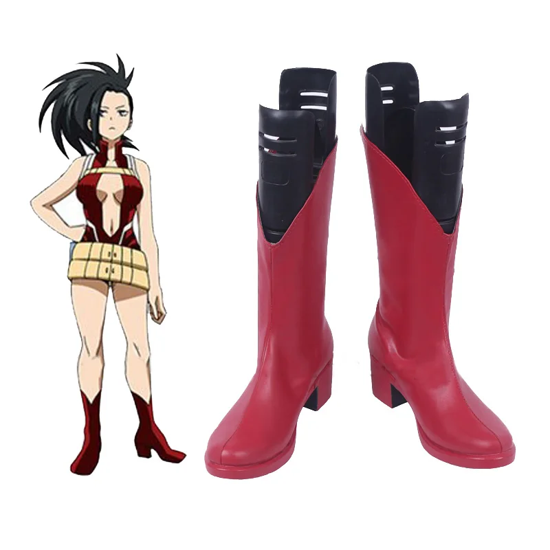 

Costumebuy My Hero Academia Boku no Hero Akademia Cosplay YAOYOROZU MOMO Red Shoes Costume Boots Accessory Halloween Custom Made