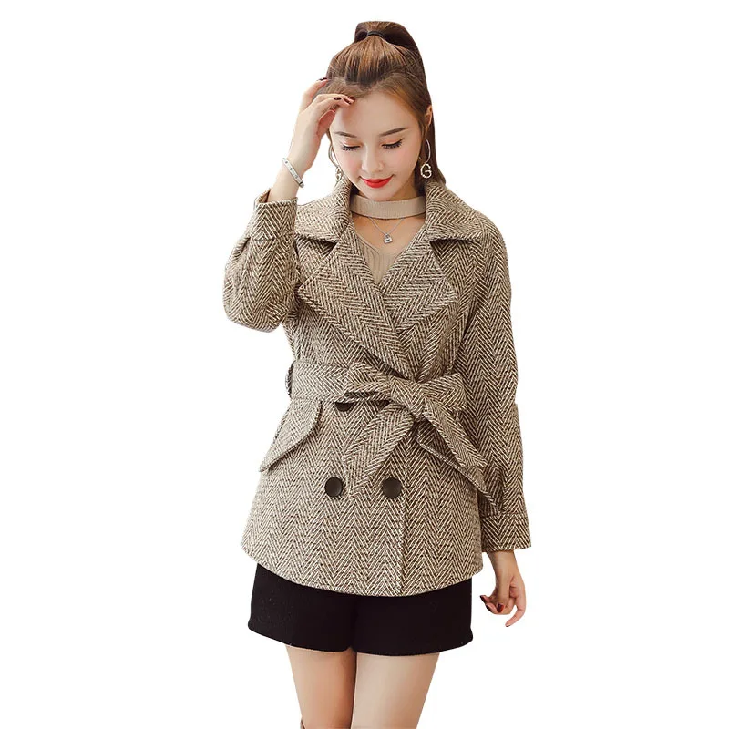 

Woolen Jacket Fashion Comfortable Trend Elegant 2019 Winter Long Sleeve Olo Collar Versatile Tweed