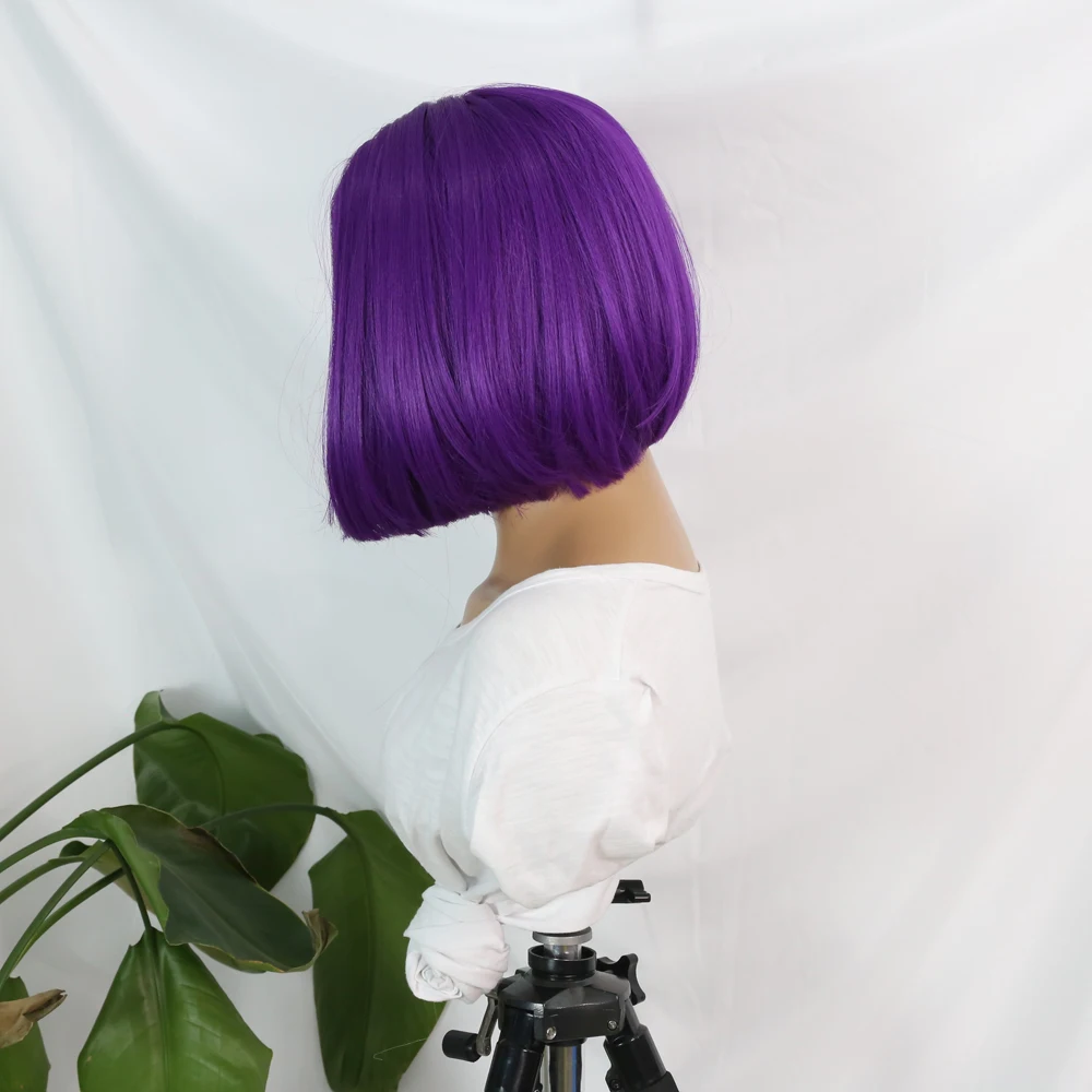 Synthetic  Bob Wig 8INCH Short Straight YELLOW/PURPLE COLOR  Synthetic Wigs For  Women Cosplay/Party Heat Resistant Fiber