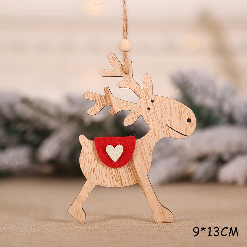 Elk Новинка, новогоднее натуральное Рождественское дерево, Елочное украшение Noel, Рождественское украшение для дома, деревянная подвеска, подарок Navidad - Цвет: Elk