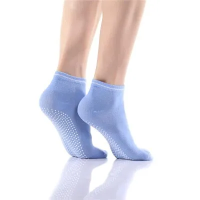 Women High Quality Pilates Socks Anti-Slip Breathable Backless Yoga Socks Ankle Ladies Ballet Dance Sports Socks for Fitness Gym Blue