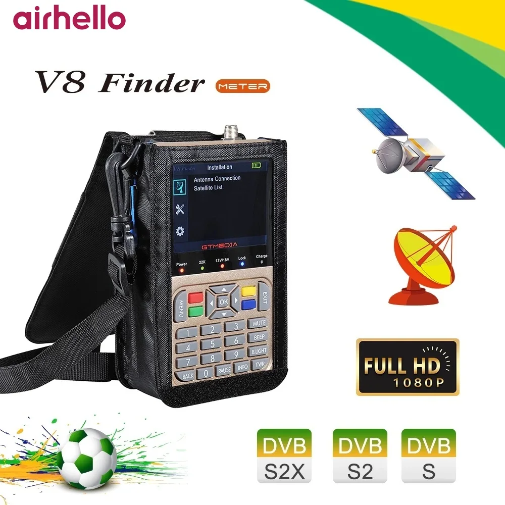 Airhello v8 Finder Meter Satfinder Satellite Locator Satlink LCD Screen For Sat Dish TV LNB Digital TV Signal Amplifier