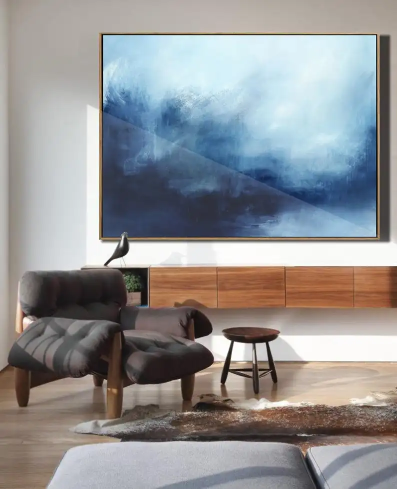 

Original Abstract Painting Deep Blue Landscape Painting Large Wall Art Painting Abstract Landscape Painting Sky And Sea Painting