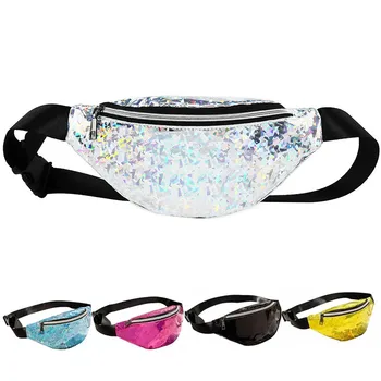

Women Laser Waist Bag Hologram Fanny Pack Waterproof Waist Packs Shoulder Bag Laser Girls holographic Chest Bags