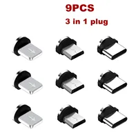 USLION 3 IN 1 Stecker 9 Pcs Magnet Tipps Für iPhone Samsung Handy Ersatz Teile Micro Konverter Kabel Adapter typ C