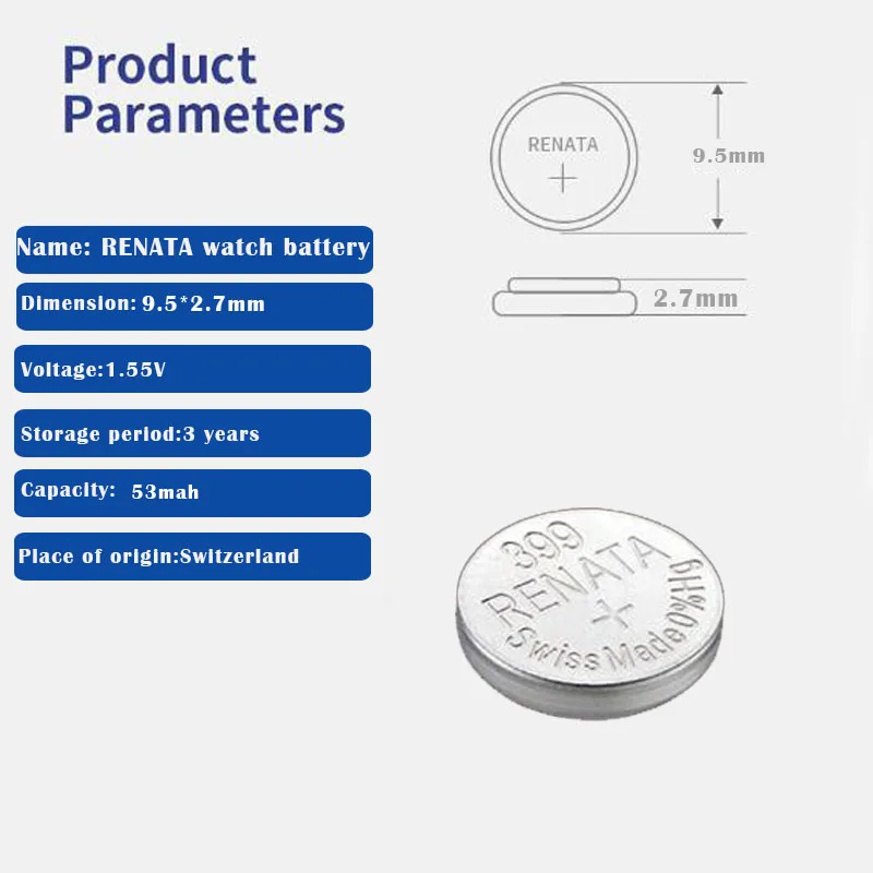 2 шт./лот Renata 399, долговечный SR927W 927 Швейцарский сделано оксид серебра часы батарея Кнопка монета ячейка