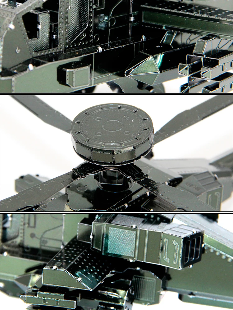 Металлическая Нержавеющая сталь DIY Сборная модель 3D головоломка AH64D цветной вертолет