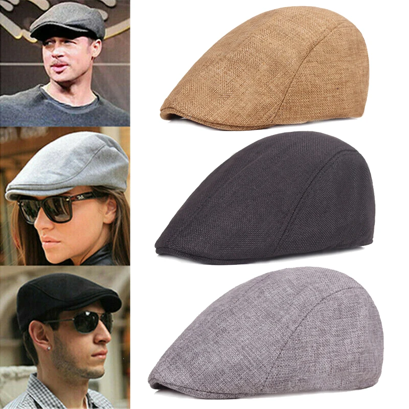 

Vintage Beret Caps Men Women News Boy Cap Cabbie Gatsby Linen Outdoor Hats Brand Sun Hat Unisex Duckbill Caps Linen