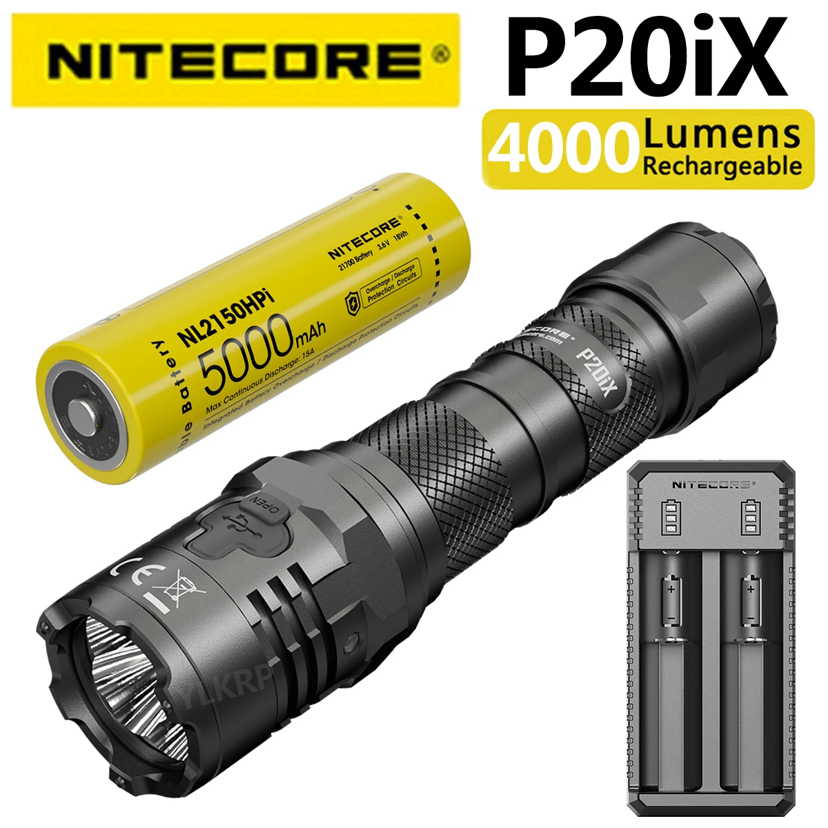 NITECORE P20iX 4000 lumens Generation X strong light tactical flashlight,  equipped with NL2150HPi battery